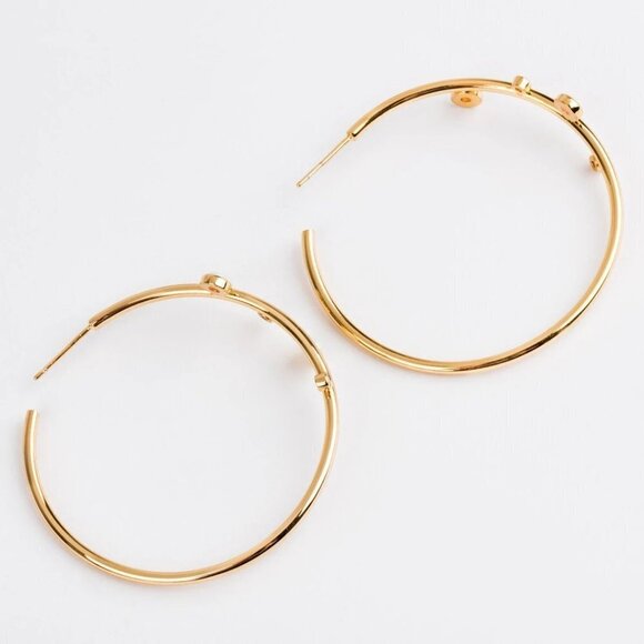 Tiny Beautiful Opal Gold Plated Big Hoop Earrings for Women, VP1013 - Picture 3 of 4